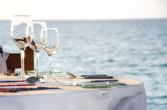 dining table with ocean views