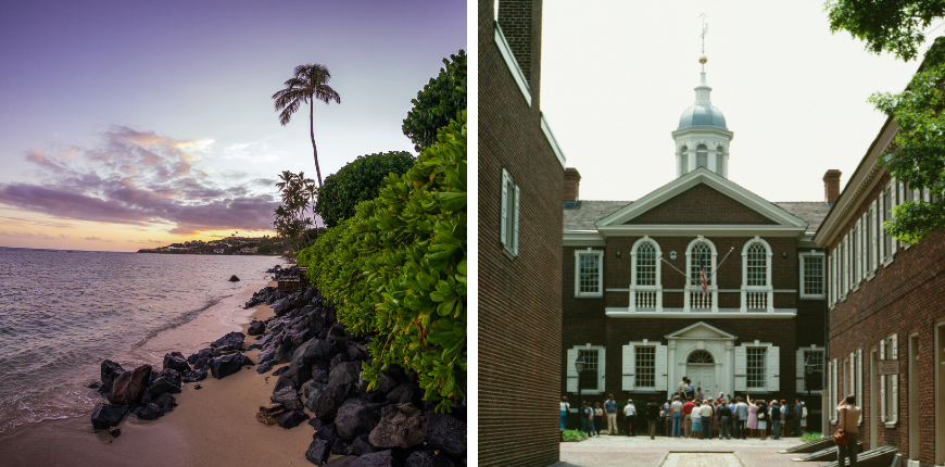 photo collage of hawaii and pennsylvania