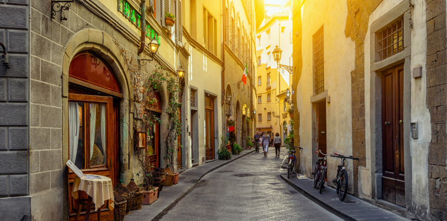 Florence italy narrow street.