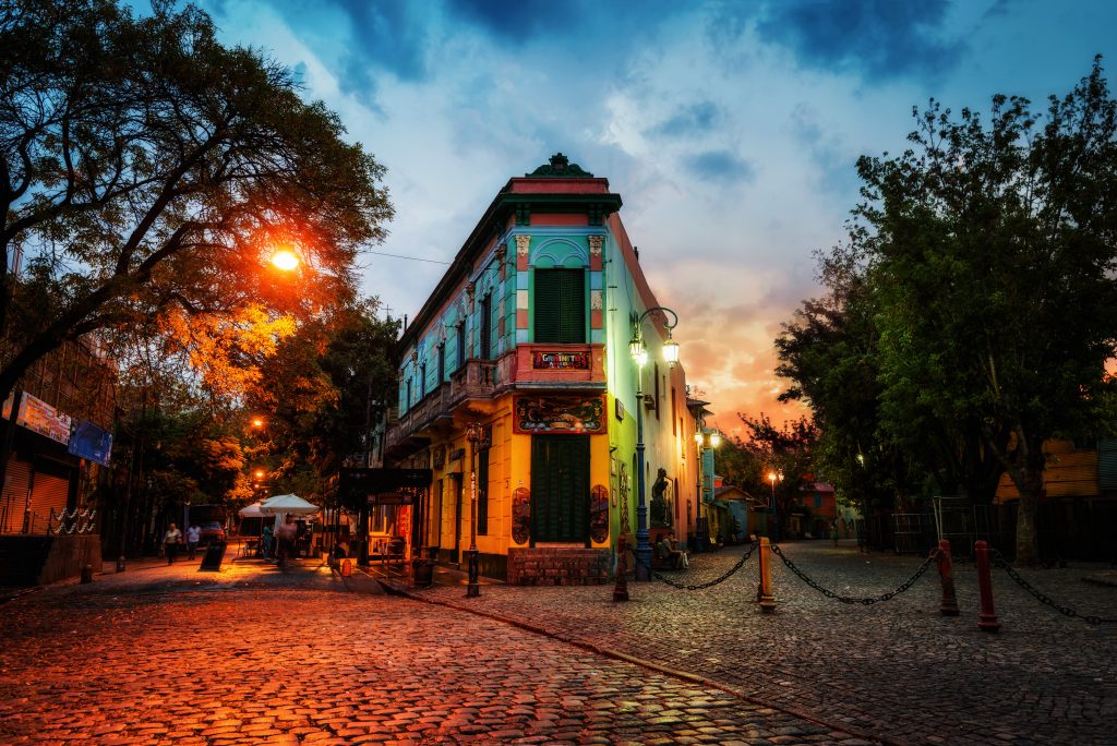 sunset in la boca, buenos aires, argentina