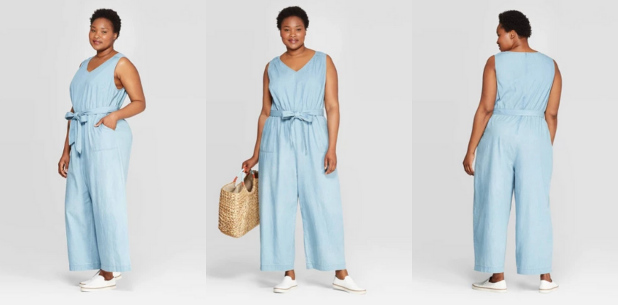 ava and viv chambray sleeveless jumpsuit.