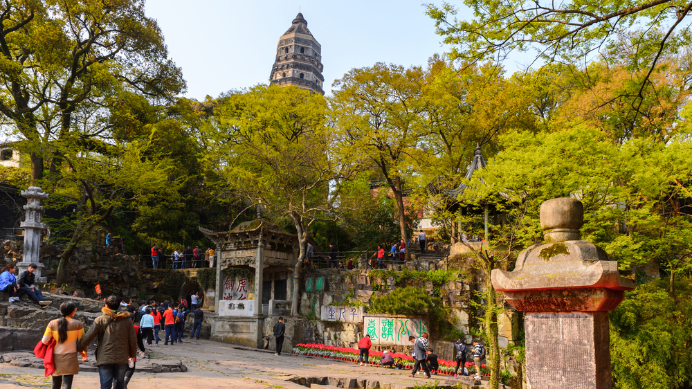 Tiger hill leaning pagoda, called the tower of china, in suzhou.