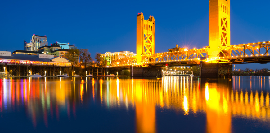 Sacramento, california bridge at night.