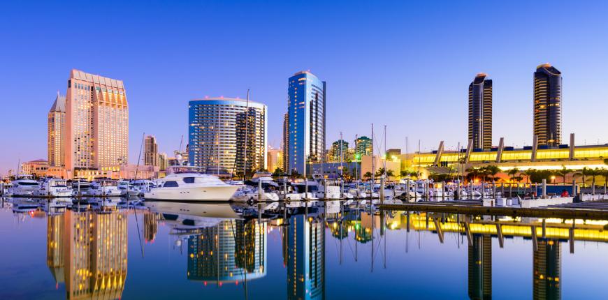 San diego, california boats in the harbor.