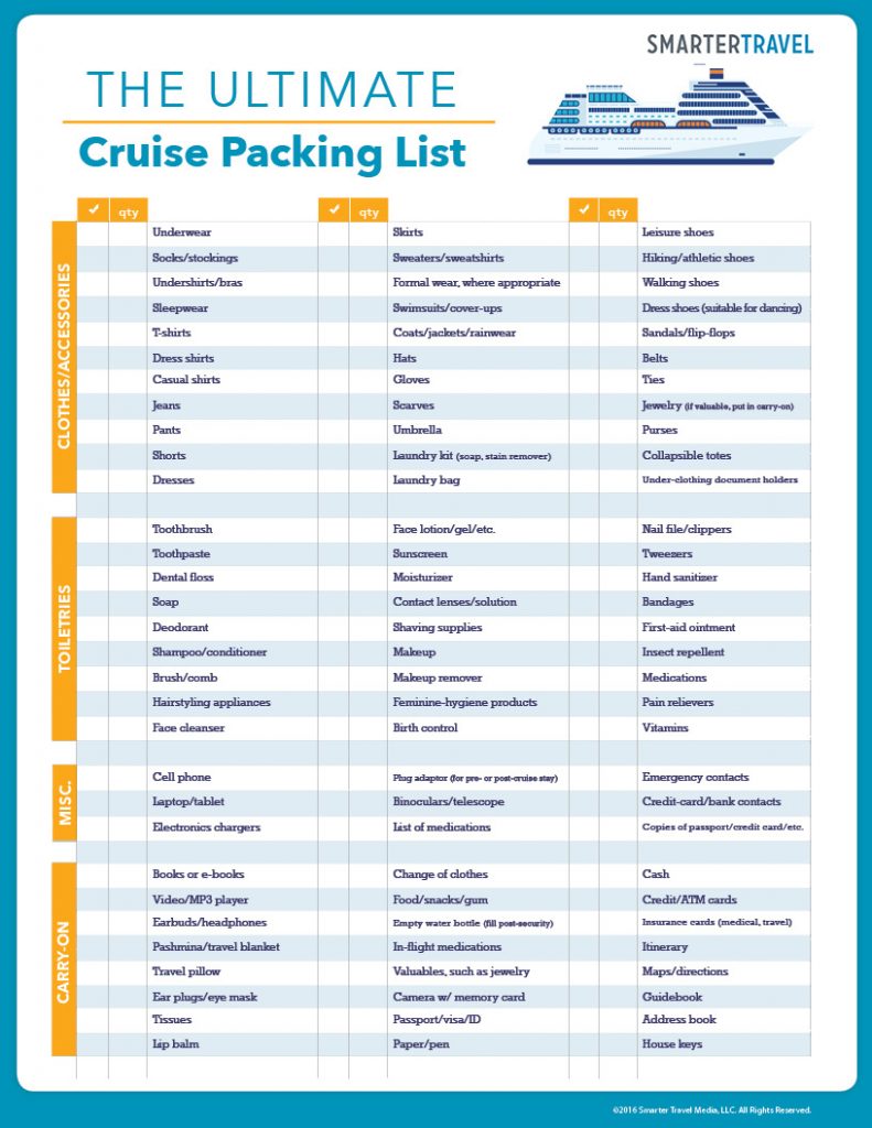 cruise packing list 10 days