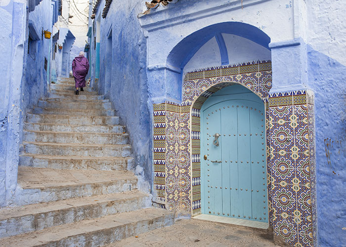 door in chefchaouen morocco