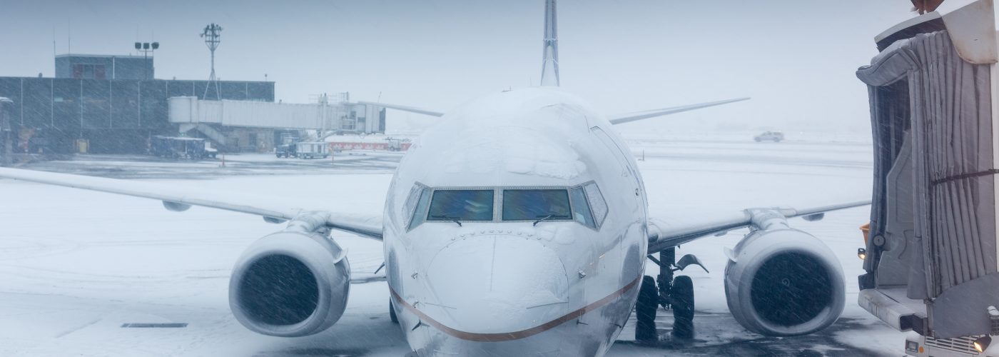 winter flight in snow