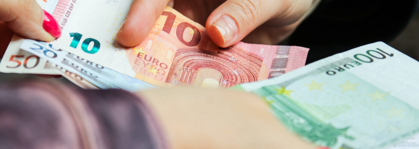 Making change for Euros, a common counterfeit money.