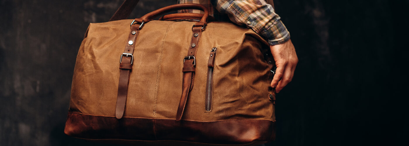 Men's Leather Duffel Bag - Airport Travel Weekend Bag