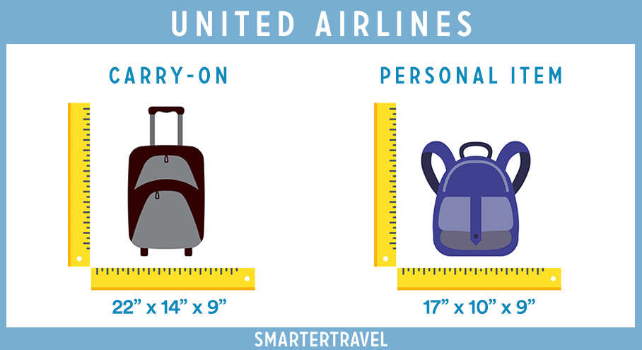 What is United Airlines' personal item size limit?