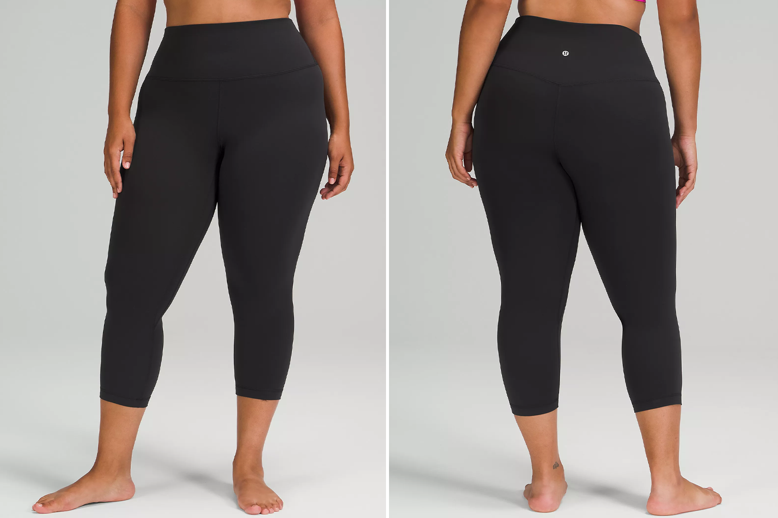 Lululemon Align™ High-Rise Crop 21" being modeled front and back in black