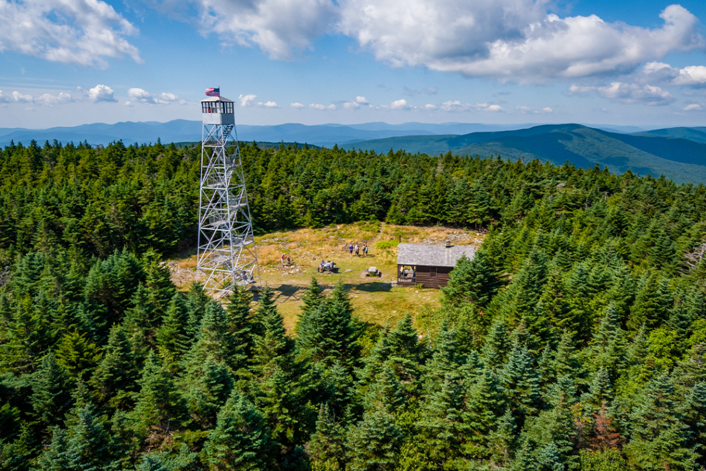 USA Hunter Mountain National Park Scenic aerial view of Fire Tower hiking destination