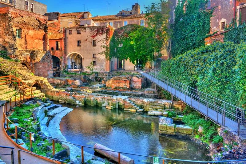 Roman ruins in Catania, Sicily, Italy